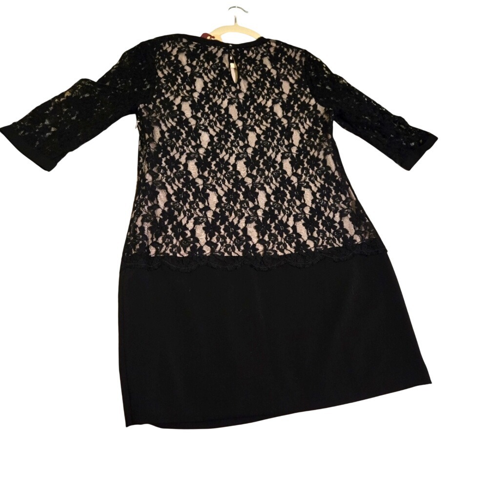 Ted Baker Black Lace Overlay Dress with Nude Lining